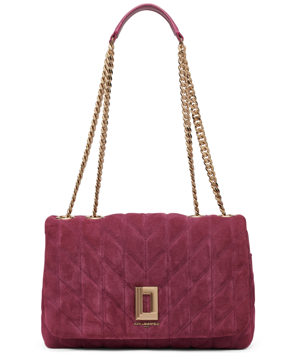 Karl Lagerfeld Lafayette Small Leather Shoulder Bag In Burgundy