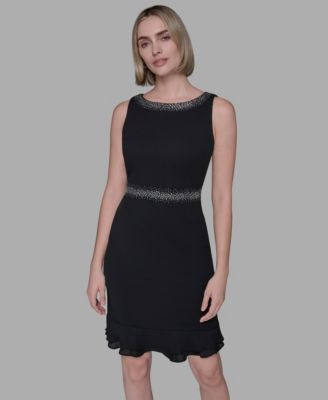KARL LAGERFELD PARIS - Women's Ruffled-Hem Shift Dress