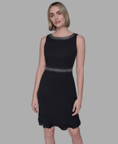Женское платье KARL LAGERFELD PARIS Ruffled-Hem A-Line, цвет: Чёрный