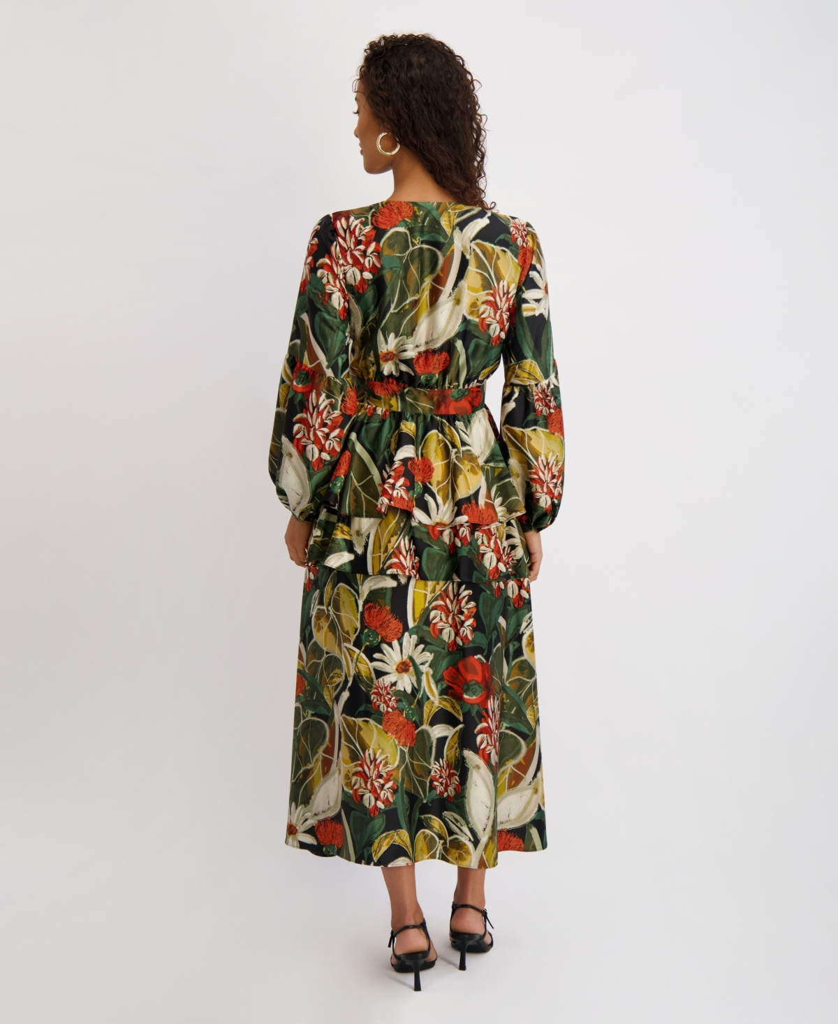 Siena Women's Printed Satin Long-sleeve Maxi Dress In Multi