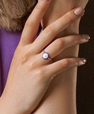Cultured Freshwater Pearl (7-7.5mm) & Sapphire (1/3 ct. t.w.) Ring in Sterling Silver