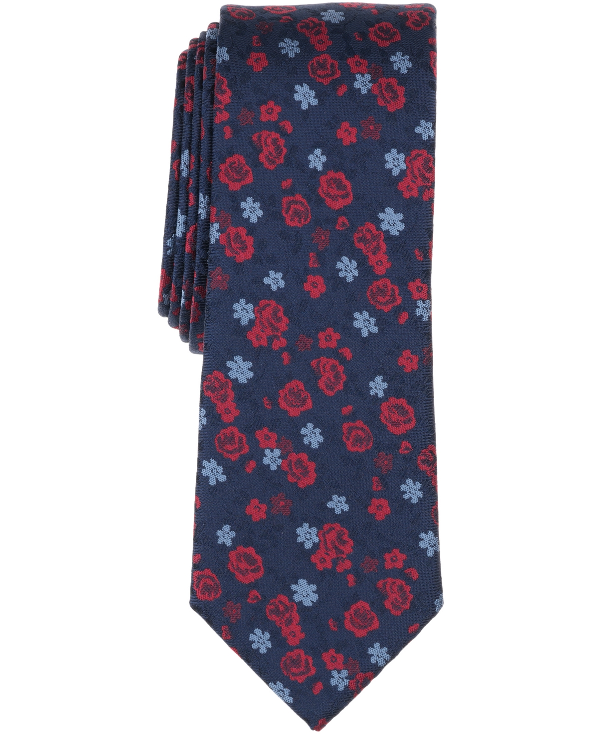 Bar Iii Men's Barrett Floral Pattern Tie, Macy's Exclusive In Blue