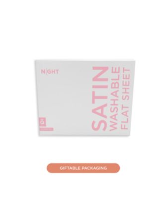 NIGHT Satin Washable Flat Sheet, White, King