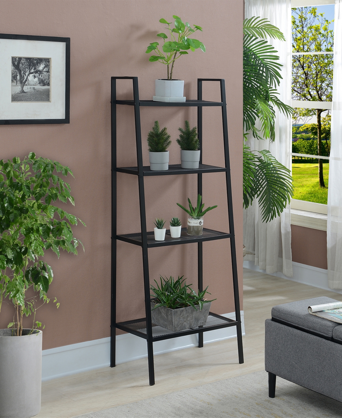 Convenience Concepts 58.25" Metal Designs2go 4-tier Plant Stand In Black