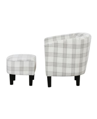26.25" Polyester Take a Seat Churchill Accent Chair with Ottoman