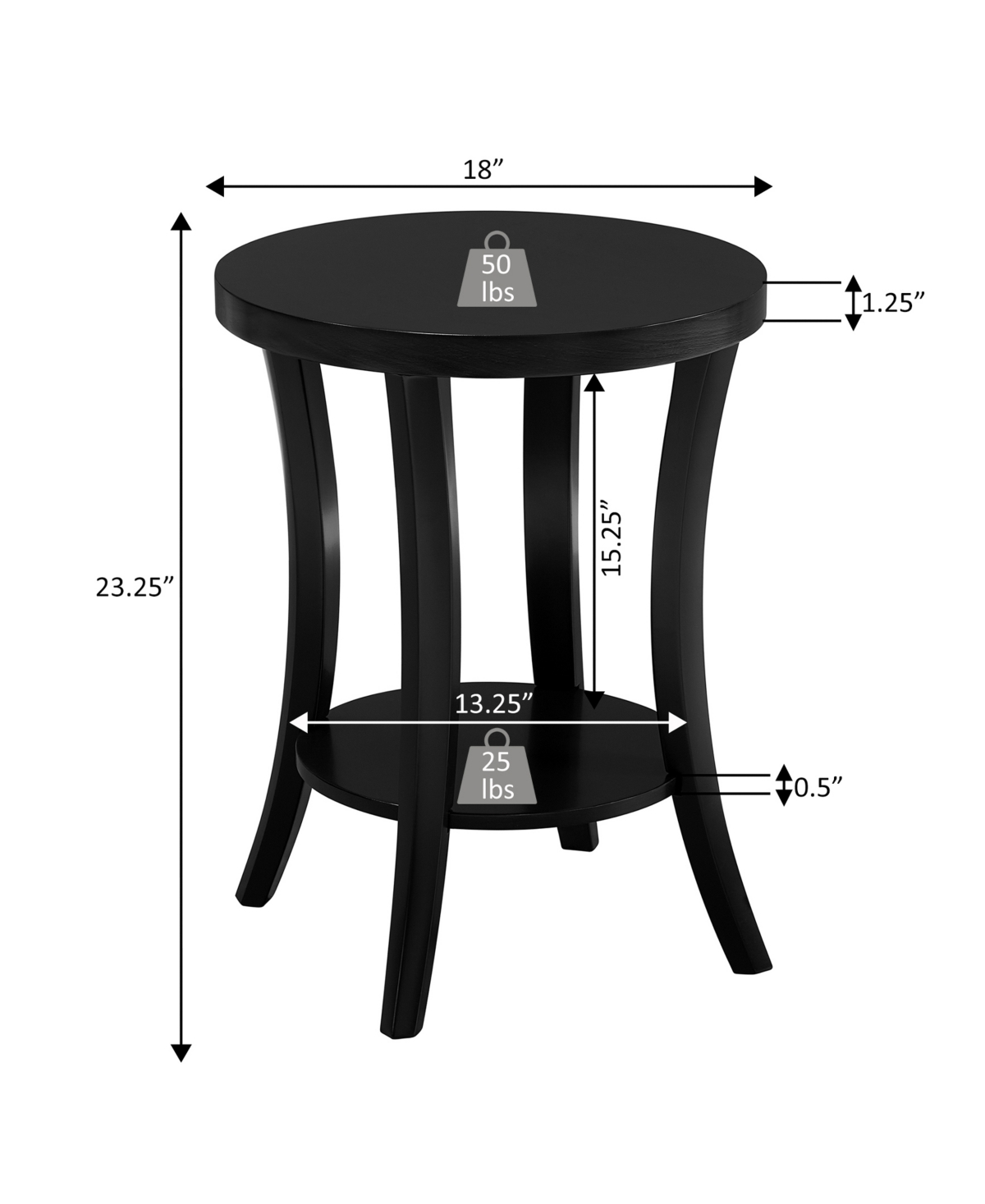 Convenience Concepts 18" Wood Charleston Round End Table In White
