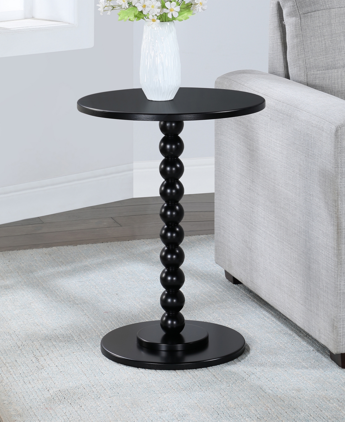 Convenience Concepts 17.75" Wood Classic Accents Venetian Islands Spindle Table In Black