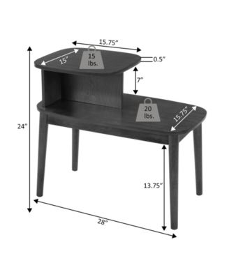 15.75" Wood Maxwell Mid-Century 2-Tier Chairside End Table