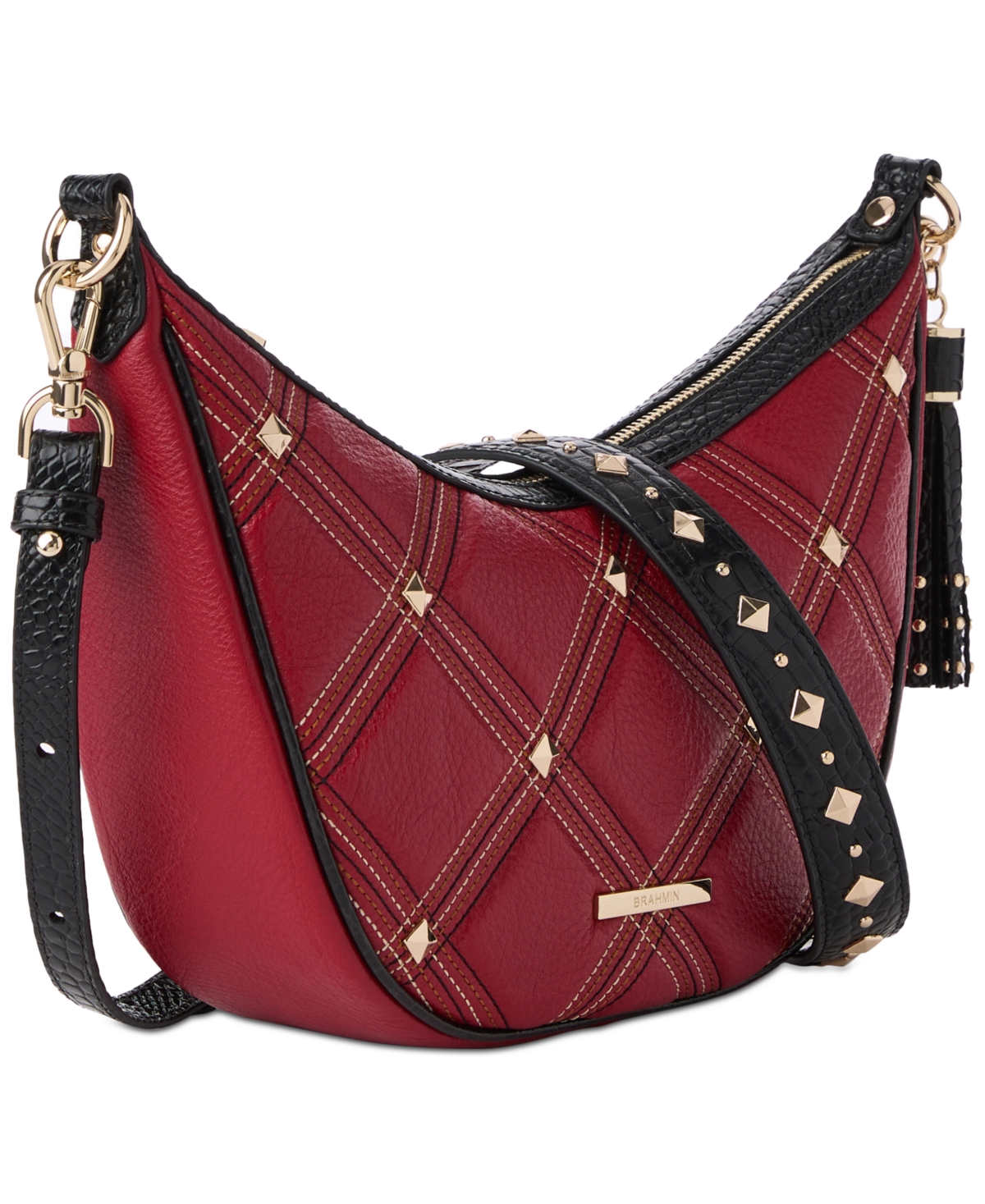 Brahmin Percy Medium Leather Crossbody In Red