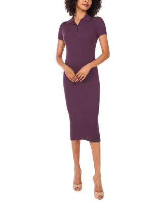 Vince Camuto - Women's Solid-Color Collar Short-Sleeve Dress