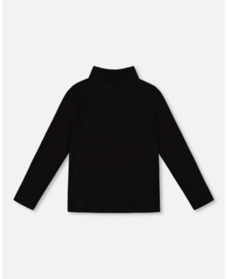 Girl Super Soft Ribbed Mock Neck Top Black - Child