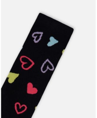 Girl 3-Pack Knit Socks Black and Multicolor - Toddler|Child