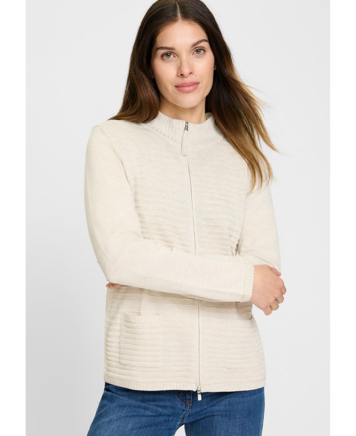 Women's Rib Knit Zip Front Cardigan