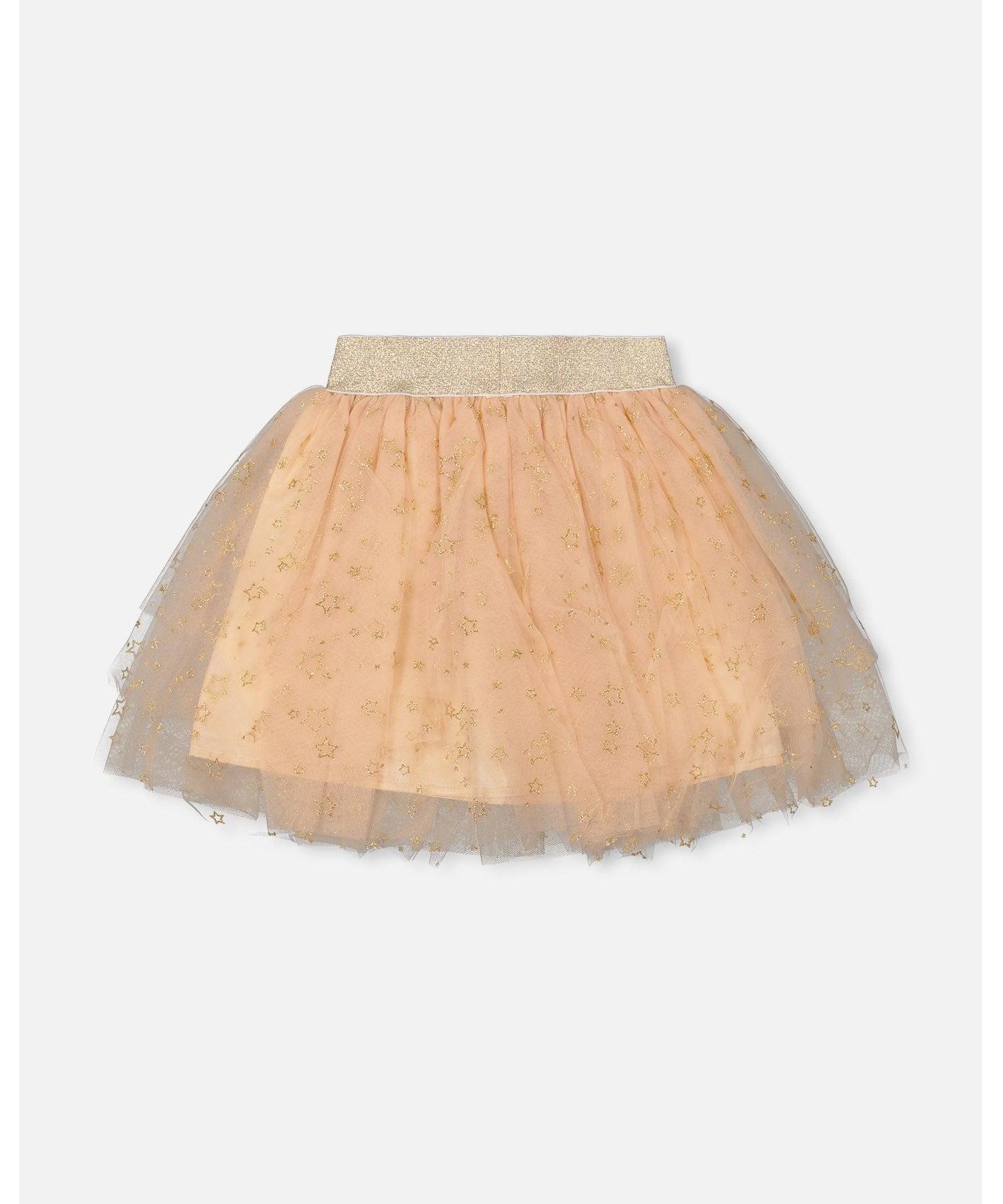 Girl Multi Layer Glittering Mesh Skirt Beige - Child