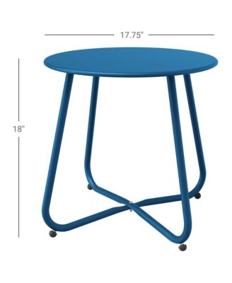 18" Galvanized Patio Steel Side Table,Powder-Coated, UV/Rust-Proof,W/ Adjustable Foot Pads