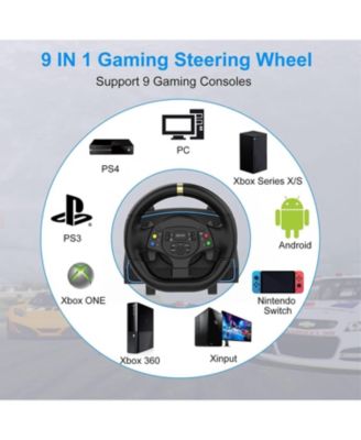 Gaming Racing Wheel with Pedals, 1080&deg; Rotation, Shifter & Paddle Shifters – Compatible with PC, PS4, Xbox One/Series X|S, Switch – Dual Vibration