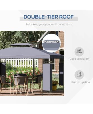 13' x 10' Gazebo for Patio w/ Steel Frame, Double Canopy,
