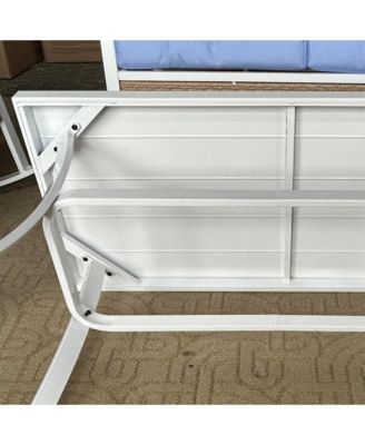 4pc Patio Furniture Set with Loveseat Sofa, Rocking Chairs, Blue