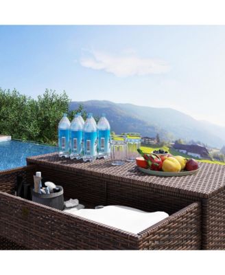 Outdoor Towel Rack for Pool w/ Drawer &amp; Cabinet