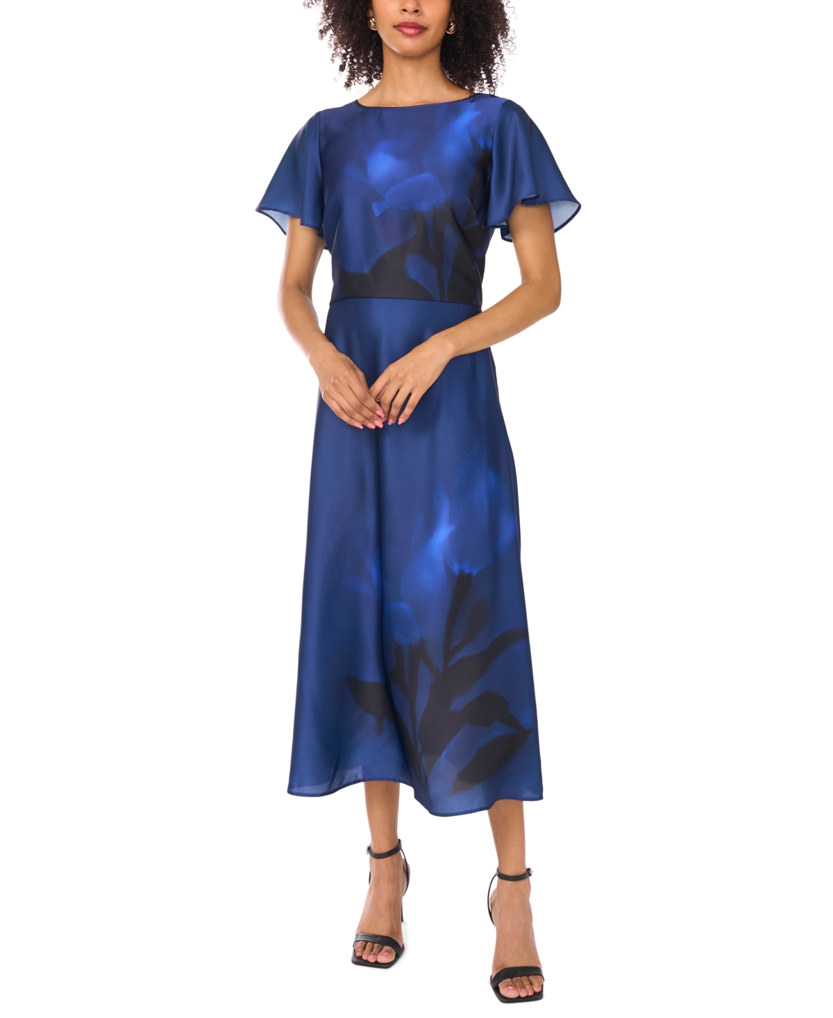 Vince Camuto Women's Placement-print Pull-on Midi Skirt In Blue