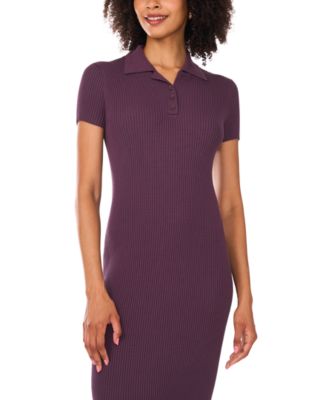 Women's Solid-Color Collar Short-Sleeve Dress