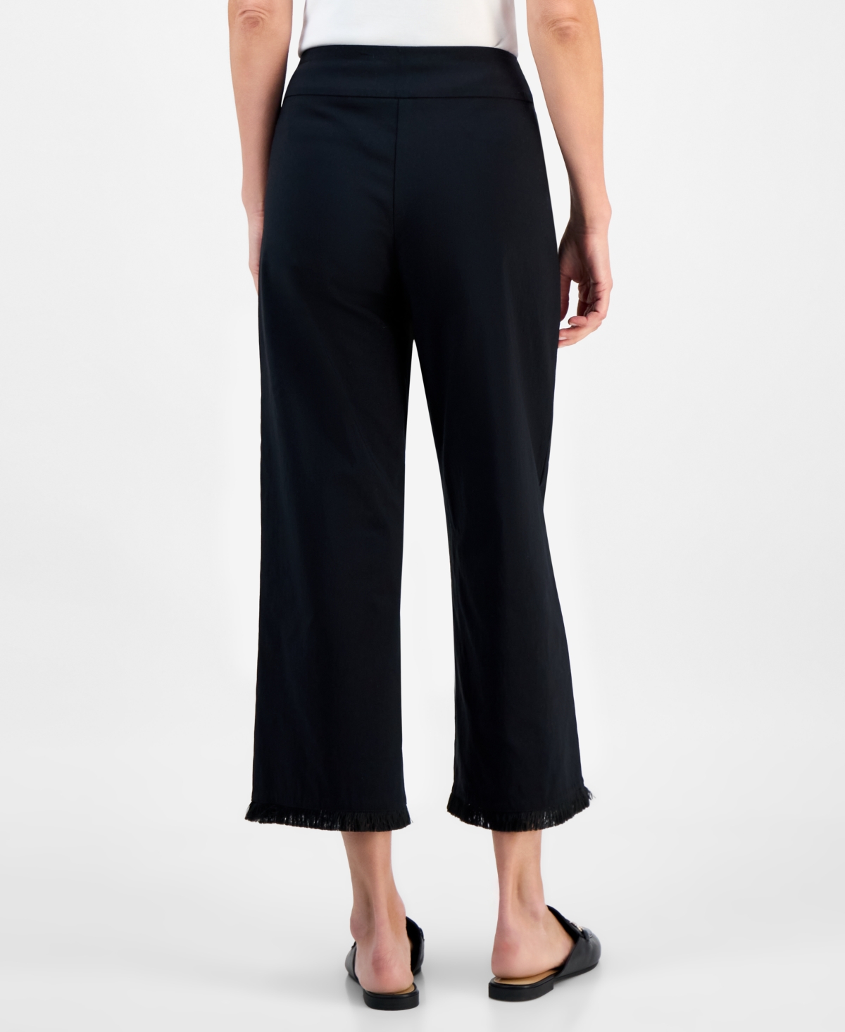 Jm Collection Women's Pull-on Cropped Wide-leg Pants, Exclusively At Macy's In Black