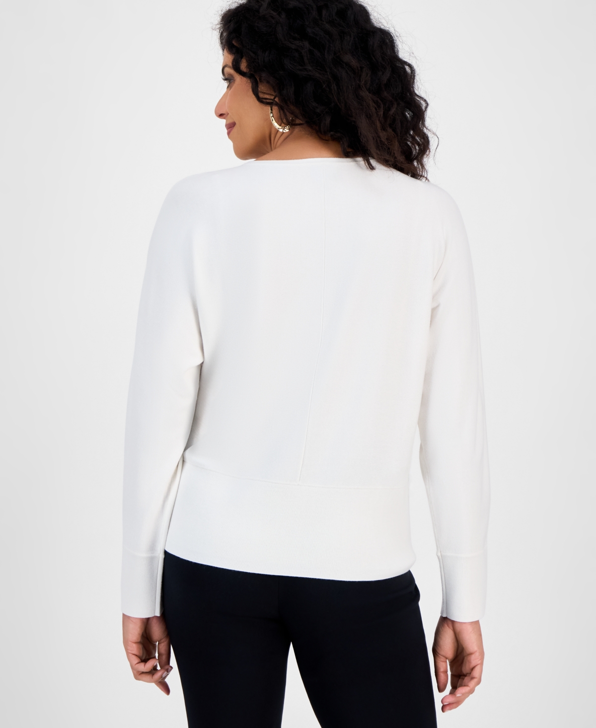 Jm Collection Petite V-neck Dolman-sleeve Sweater, Macy's Exclusive In White