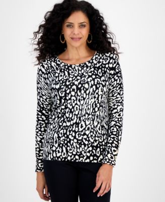 Women's Printed Crewneck Sweater, Macy's Exclusive 