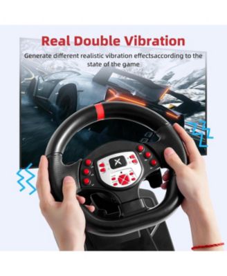 180°Gaming Racing Steering Wheel with Pedals & Dual Motors for PC, Xbox, PS4, Switch – Adjustable Height, Tilt, Vibration, Strong Fixation