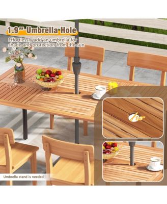 Rectangular Acacia Wood Dining Table w/ 1.9'' Umbrella Hole Patio