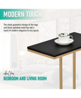 C-Shaped End Table Side Table for Sofa and Bed Couch Table TV Tray for Bedroom and Living Room (Gold/Black)