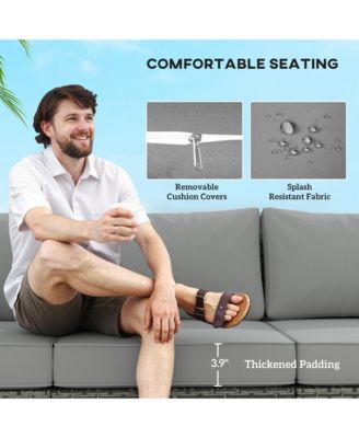 Wicker Outdoor Couch, Patio Sofa with Storage, Cushions