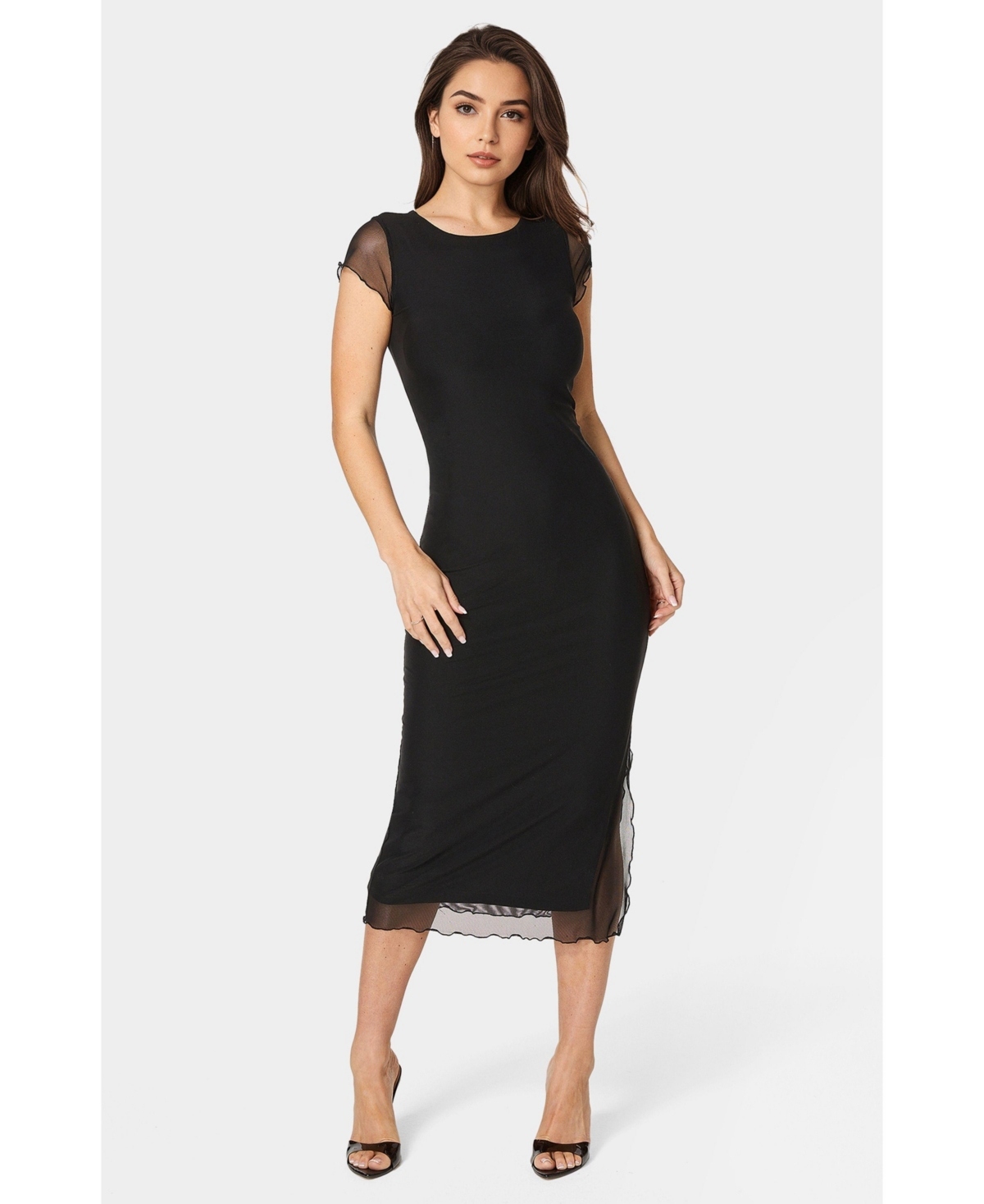 Women's Powermesh Maxi T-Shirt Dress - Black