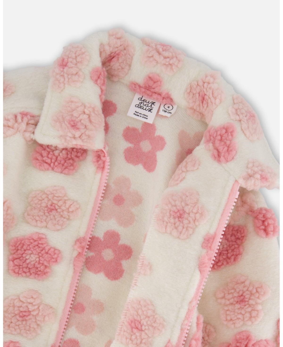 Deux par Girl Sherpa Overshirt Off-White and Pink
