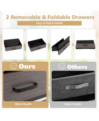 Console Table with Folding Fabric Drawers for Entryway