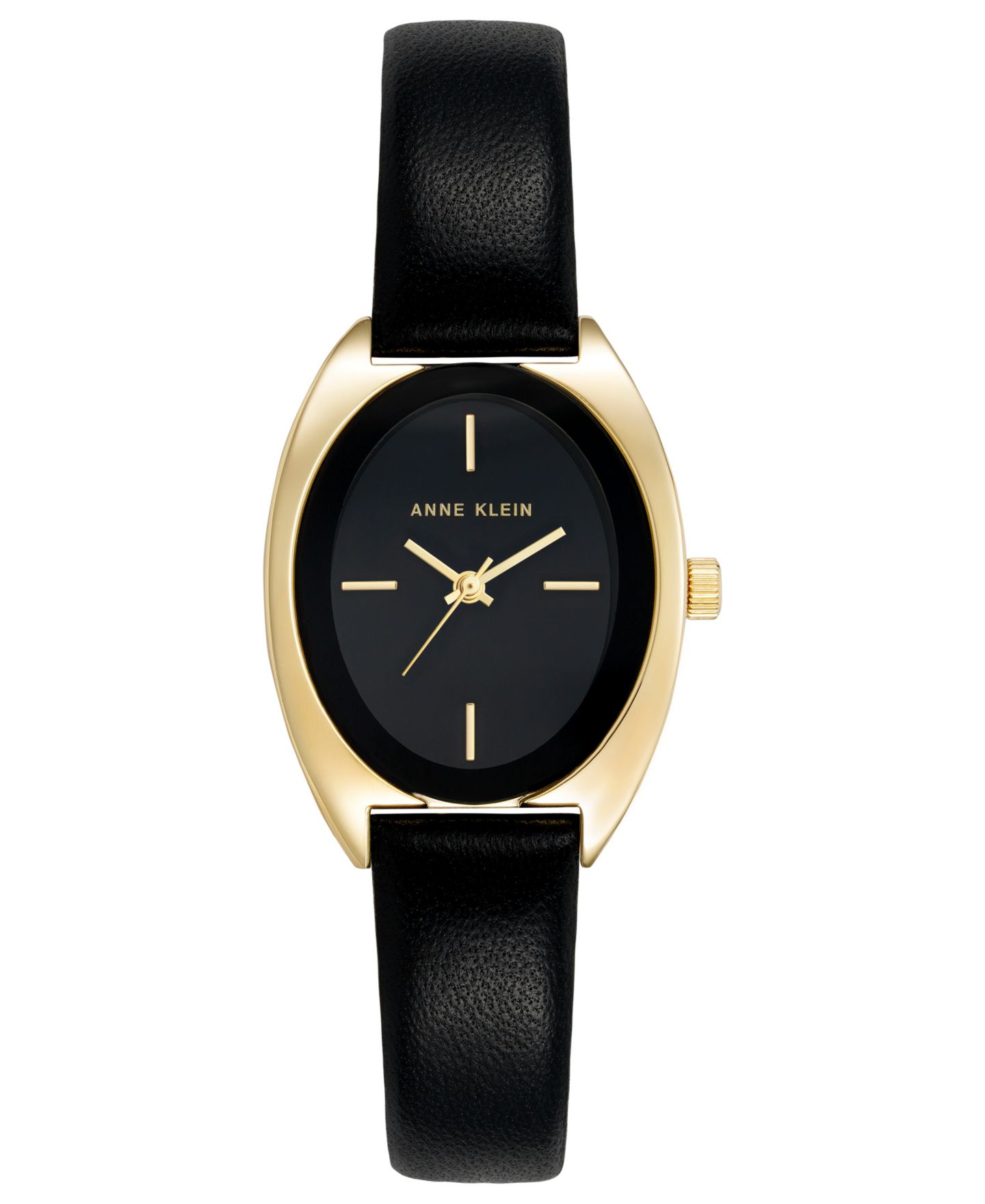 Женские часы Anne Klein Quartz Premier Black Leather Watch, 28mm — фото 1