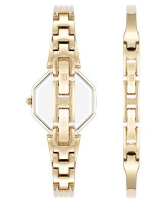 Women's Quartz Octagonal Deco Gold-Tone Metal Alloy Watch Set, 26mm