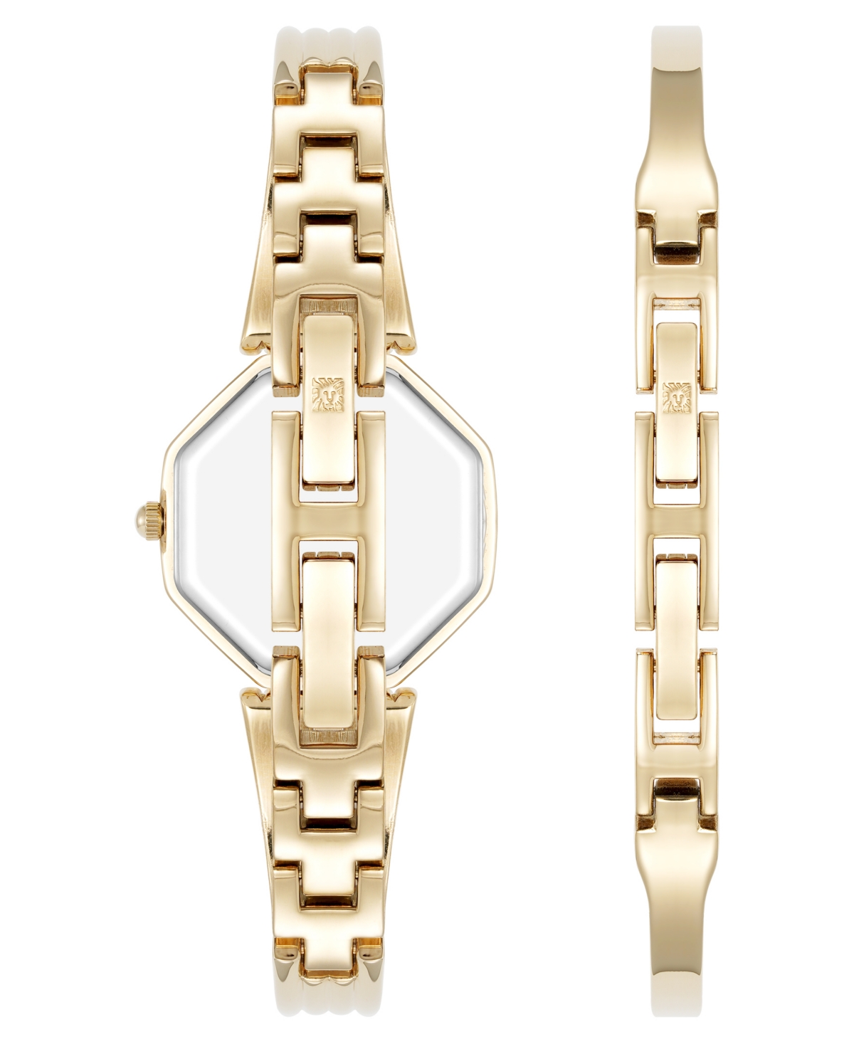 Anne Klein Women's Quartz Octagonal Deco Gold-tone Metal Alloy Watch Set, 26mm In Gold