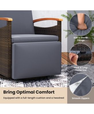 Set Of 2 Outdoor 360° Swivel Rattan Recliner Chair Patio Wicker Chaise Lounge Chair