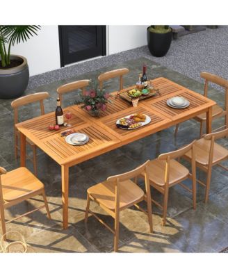 8-Person Outdoor Acacia Wood Dining Table w/ 1.96'' Umbrella Hole Rectangular