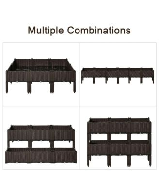 6 Piece Raised Garden Bed Set, Self Watering & Draining