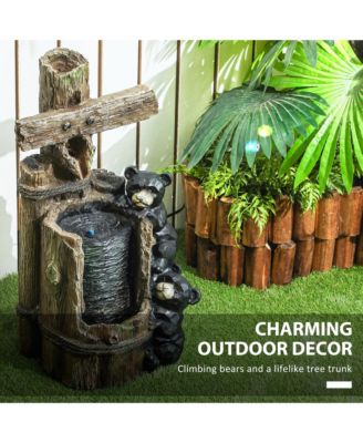 3-Tier 22.8" Outdoor Waterfall Fountain with LED Lights, Pump