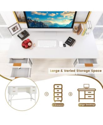 48 Inch Home Office Computer Desk with 4 Drawers