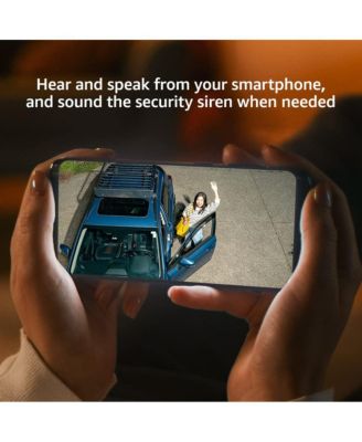 Outdoor Floodlight Wired 1080p Security Camera with Motion Detection, Siren - White