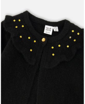 Girl Knitted Cardigan with Rhinestones Black - Child