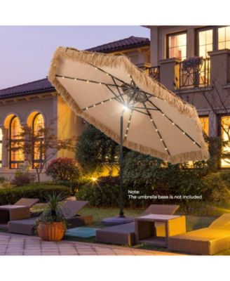 10 ft Hawaiian Style Solar Lighted Thatched Tiki Patio Umbrella