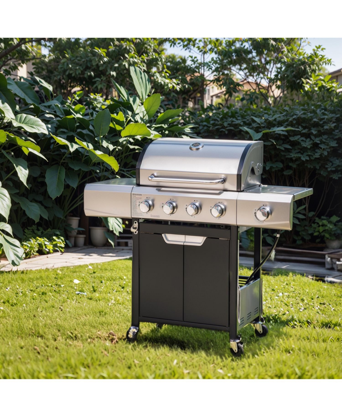 Streamdale Furniture Propane 4-Burner Gas Grill with Side Burner