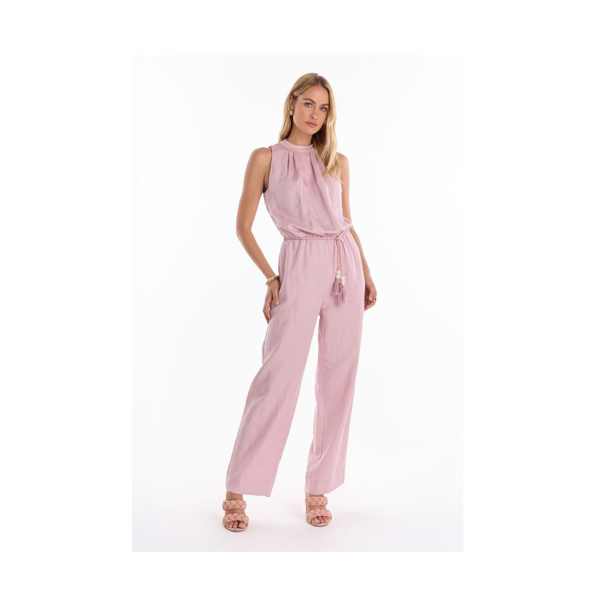 Womens Fernanda Linen Jumpsuit - Blush - Blush
