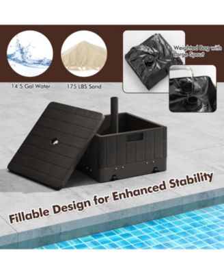 Patio 175lbs Fillable Umbrella Base w/ Table Tray Wheeled 3-in-1 Stand Outdoor