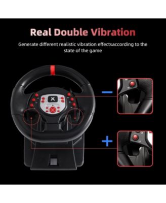 180&deg;Gaming Steering Wheel with Dual Vibration & Pedals – Compatible with Xbox One, Xbox Series X|S, PS4, PC, Switch, PS3, Xbox 360 & Android